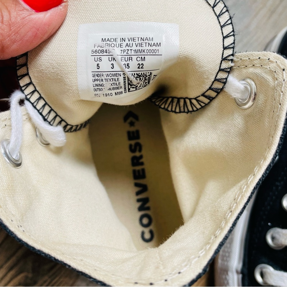 Women’s black platform All Star Converse hi tops, SZ 5 - Picture 9 of 9